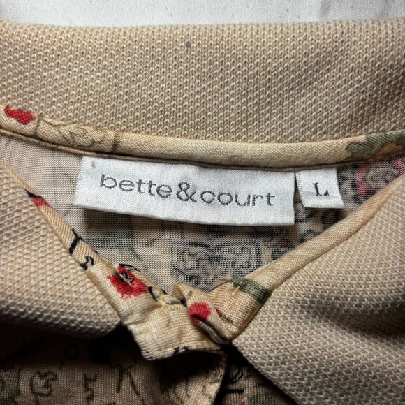 Bette and Court Women's Golf Shirt, Short Sleeve Polo, Sz L, Multicolor, Floral - Picture 3 of 5